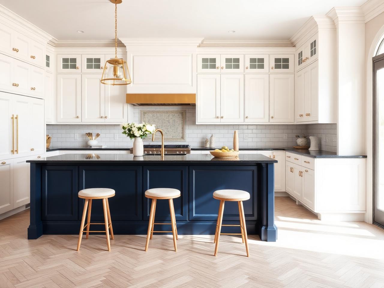 Hand-painted kitchen cabinets